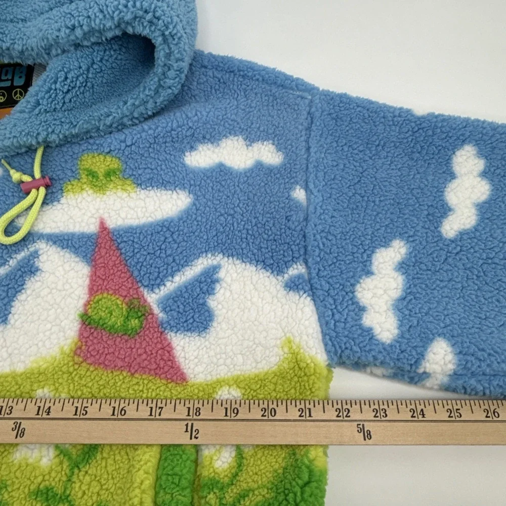 aLAB Hoodie Womens M Fleece Pullover Blue Green Scenic Graphic Cozy Sherpa - Picture 5 of 12